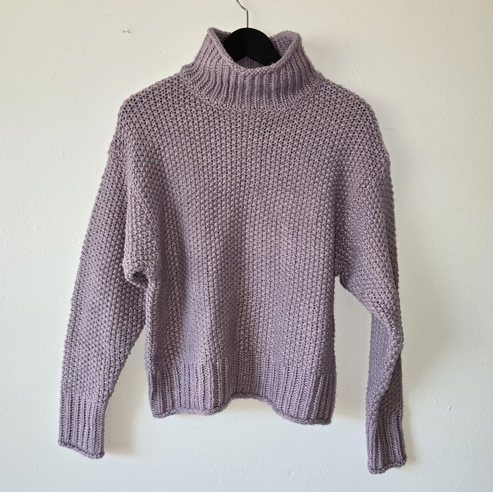 Adyson Parker - NWT- Women's Seed Stitch Roll Neck Primrose Purple Size XS
